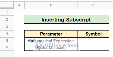 Inserting subscript using ASCII character